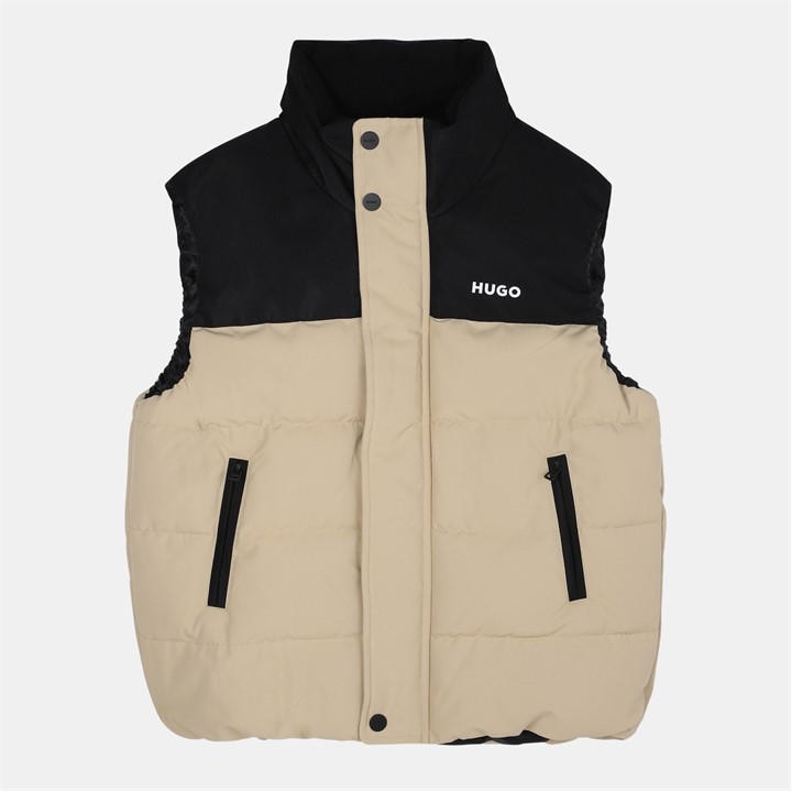 Hugo Boys Beige Kids' Padded Sleeveless Gilet in Size 14 - 16 Years, Sports Direct