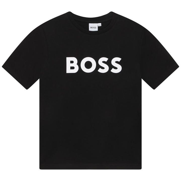 Boss Boys Black Kids Large Logo T-Shirt, Bold Print in Size 7 - 8 Years, Sports Direct