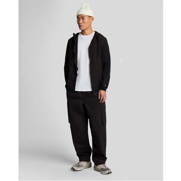 Black - Lyle and Scott - Softshell Hybrid Zip Through Hoodie