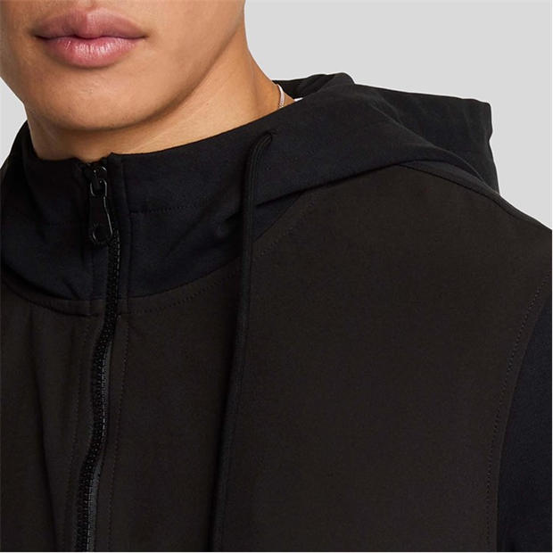 Black - Lyle and Scott - Softshell Hybrid Zip Through Hoodie
