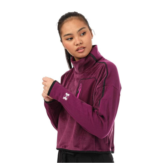 Purple - Under Armour - Journey Fleece Mock Neck Top