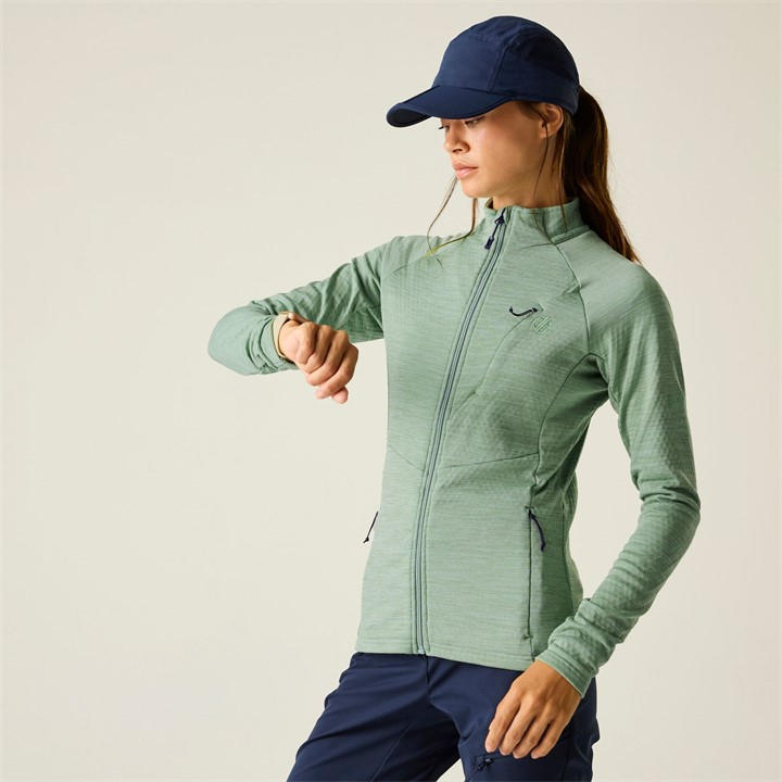 Dare 2b Women's Emerging III Textured Full Zip Stretch Midlayer Sweatshirt in Pale Green | Size: 10 - Image 6