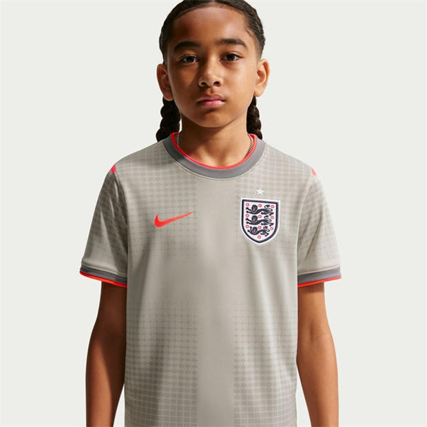 Grey/Red - Nike - Kids England x Palace 2026 Pre-Match Short Sleeve Jersey