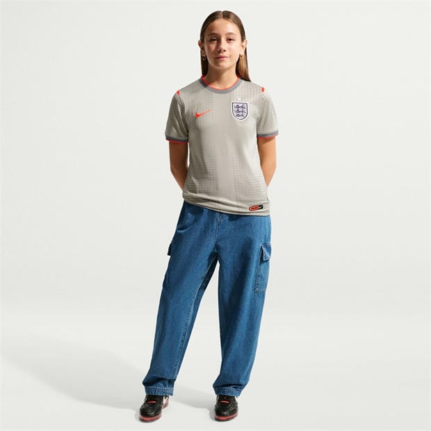 Grey/Red - Nike - Kids England x Palace 2026 Pre-Match Short Sleeve Jersey