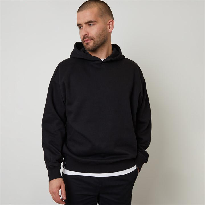 Threadbare Men's Black Relaxed Fit Pullover Hoodie - Large