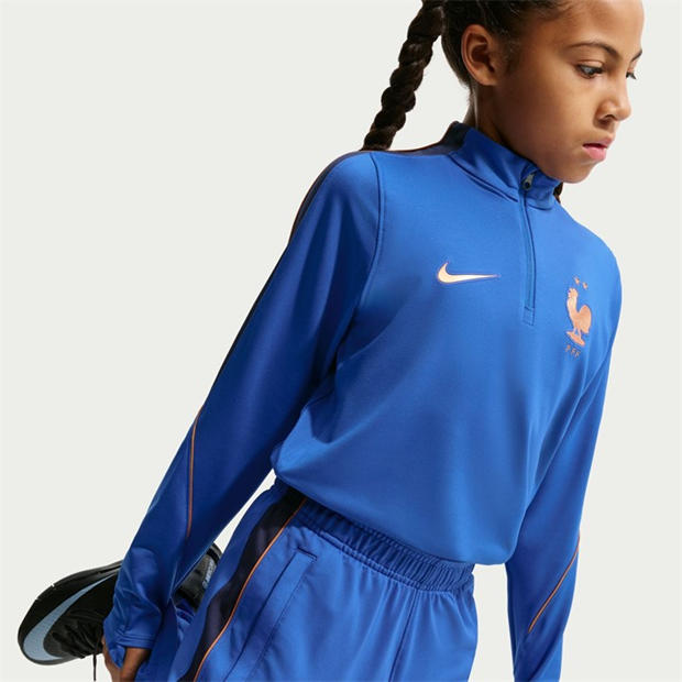 Blue/Orange - Nike - Kids' France International Licensed Drill Top