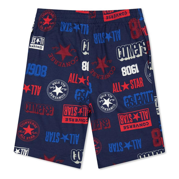 Navy - Converse - Logo Allover Print Shorts