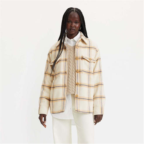 Levis - Levis Nola Shacket Etta Plaid Almond Softshell Jacket Womens