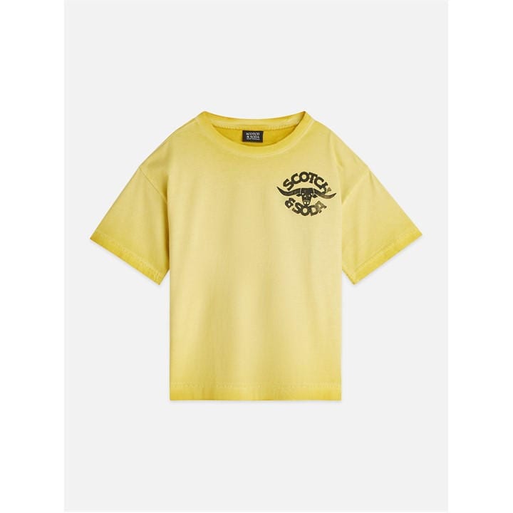 Scotch And Soda Boys Yellow Kids' Oversized Fit T-Shirt in Size 13 - 14 Years, Sports Direct