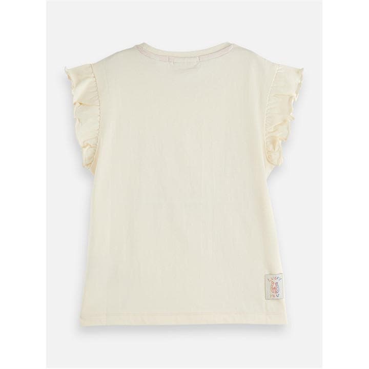 Scotch And Soda Girls Cream Kids' Oversized Fit T-Shirt in Size 8 - 9 Years, Sports Direct