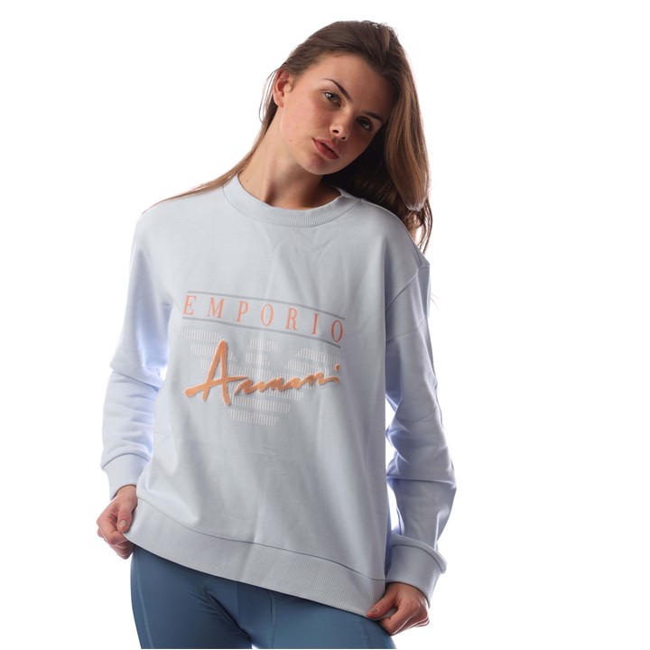 Emporio Armani Women's Blue Crewneck Sweatshirt Extra Large