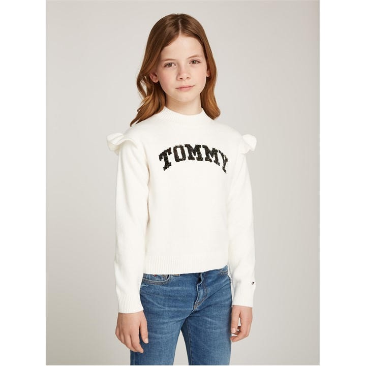 Tommy Hilfiger Girls White Sequin Knit Jumper  in Size 14 - 16 Years, Sports Direct