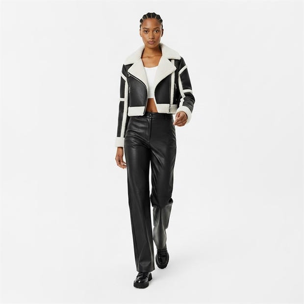 Black - Jack Wills - Faux Leather Straight Leg Trousers
