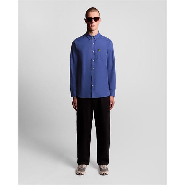 Blue - Lyle and Scott - Plain Flannel Shirt