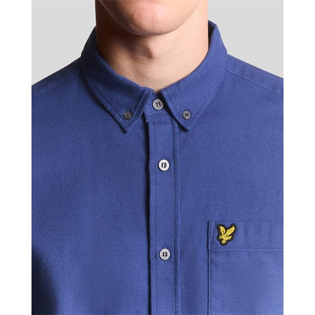 Blue - Lyle and Scott - Plain Flannel Shirt