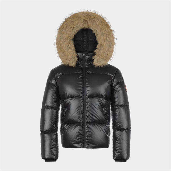 Arctic Army  Kids Black Kids' Winter Water-Resistant Short Puffer Jacket in Size 11 - 12 Years, Sports Direct