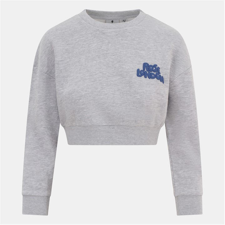 Rose London Girls Grey Sports Crop Sweatshirt  in Size S, Sports Direct