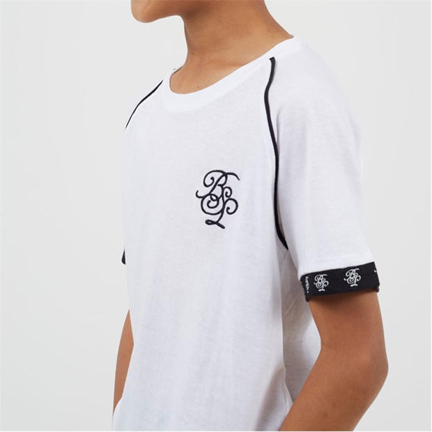 White/Black - Brave Soul - Boys Crew Neck T-Shirt with Chest Embroidery