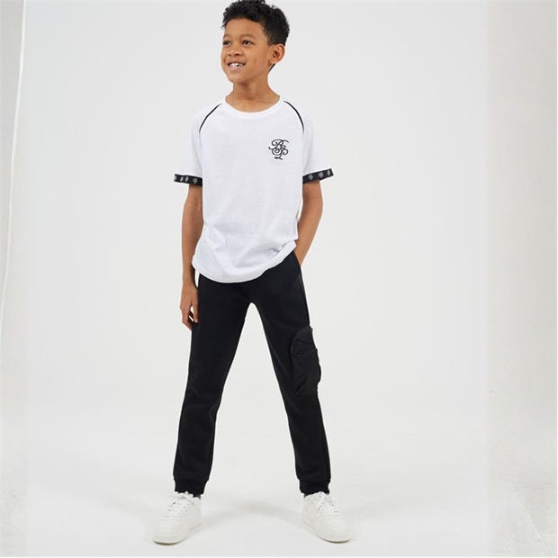 White/Black - Brave Soul - Boys Crew Neck T-Shirt with Chest Embroidery