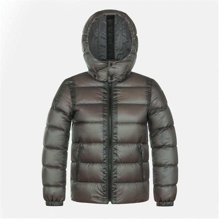Arctic Army Kids Hooded Long Sleeve Puffer Jacket Grey 10Y - Image 3