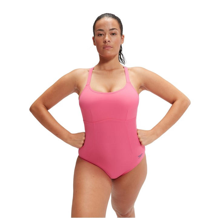 Speedo Women's Pink Shaping Crossback Swimsuit Size 12