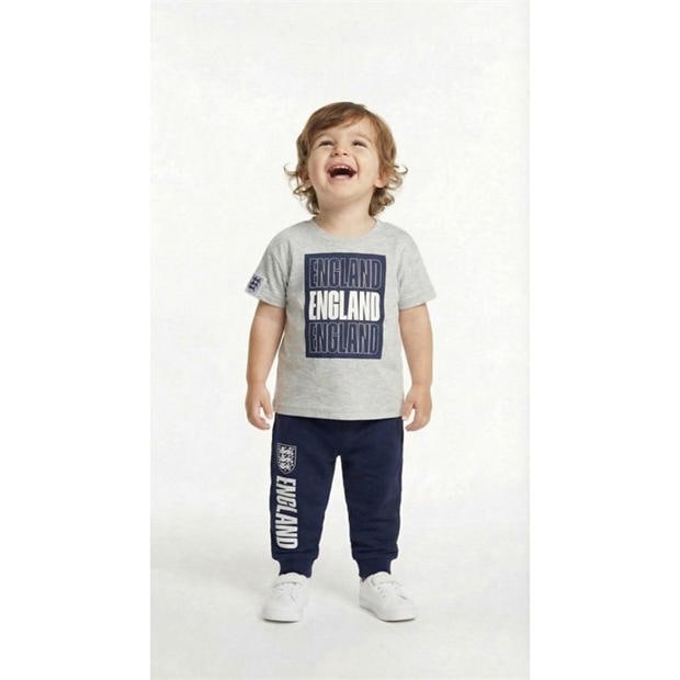 Grey/Navy/White - Team - England T-Shirt & Jog Pant