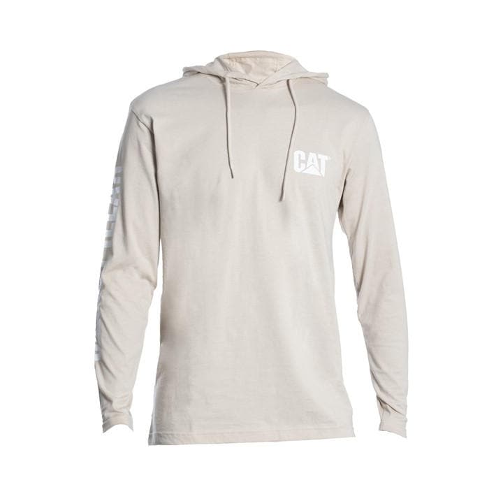 Caterpillar Men's Beige Hooded Long Sleeve Tee in Size XL, Sports Direct