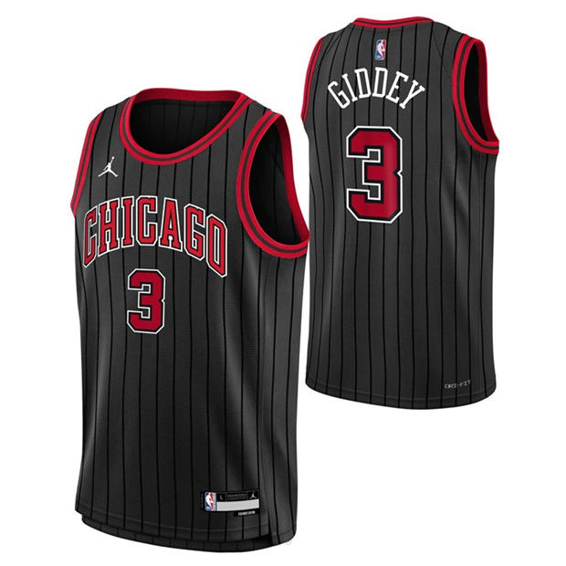 Black - Nike - Chicago Bulls Josh Giddey #3 Jersey