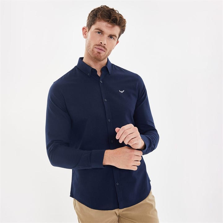 Threadbare Men's Blue Oxford Cotton Slim Fit Short Sleeve Shirt in Size XL, Sports Direct