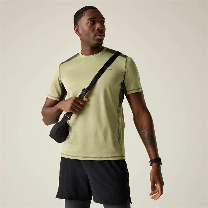 Regatta Men's Lgtsge/Dkkki Virda Lightweight T-Shirt in Size M, Sports Direct