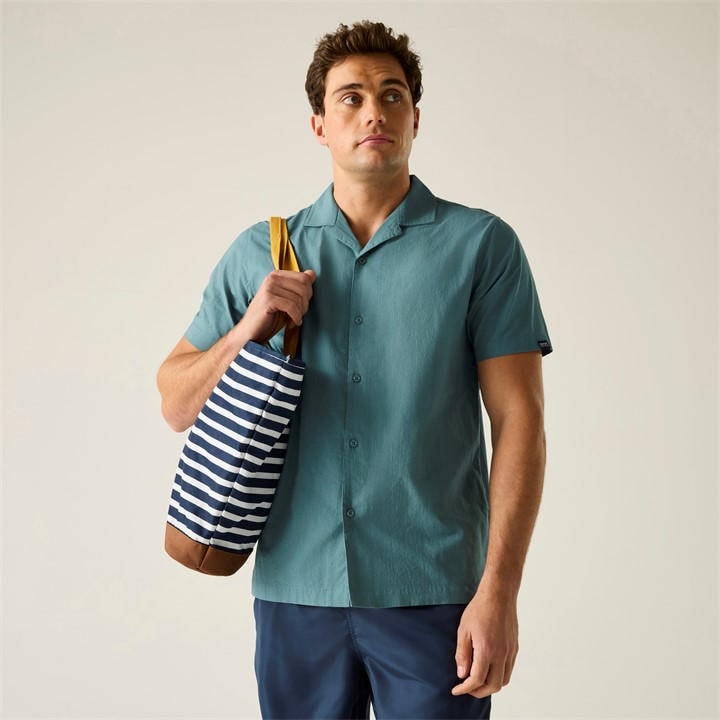 Regatta Men' Blue Hadlin Lightweight Shirt in Size S, Sports Direct