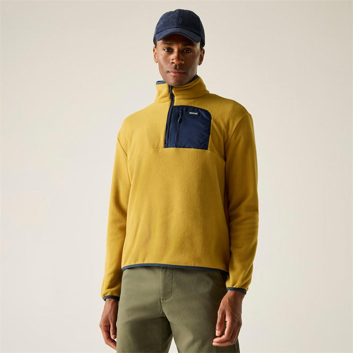 Regatta Men' Wdbrwn/Nvy Frankie Half Zip Fleece in Size S, Sports Direct