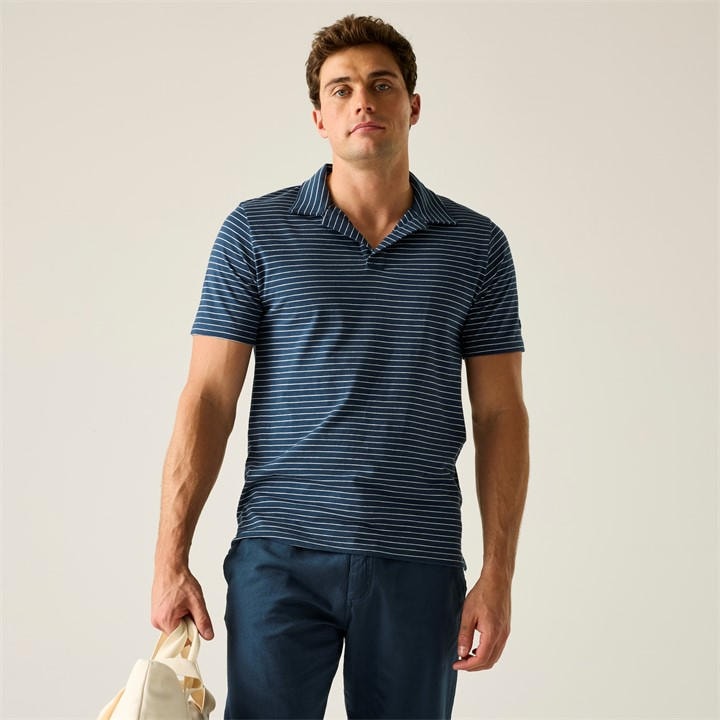 Regatta Men' Mnltdn/Whtst Hadvo Breathable Polo Shirt in Size S, Sports Direct