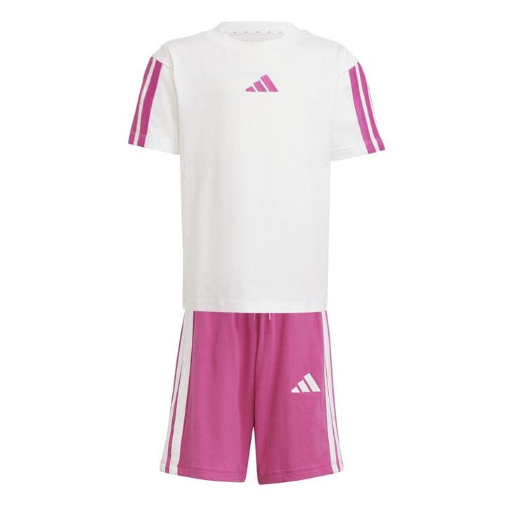 Adidas  Kids Pink Essentials T-Shirt Set  in Size 5 - 6 Years, Sports Direct