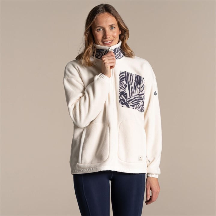 Craghoppers Women's Cream Sanaa Insulated Borg Fleece Jacket in Size 10, Sports Direct
