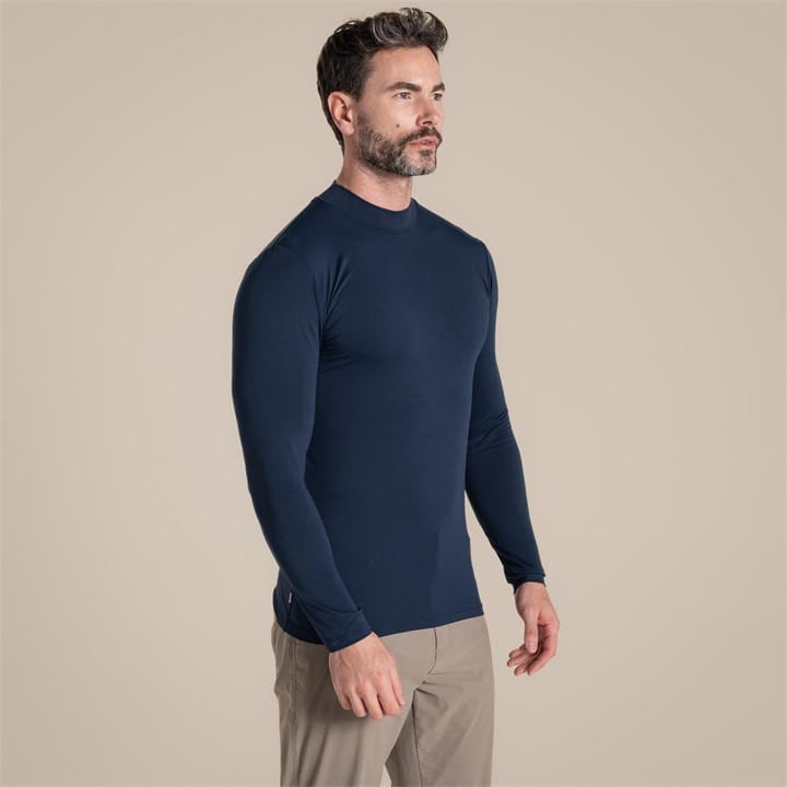 Craghoppers Men' Blue Nosilife Mock Neck Long-Sleeved Jersey Top in Size S, Sports Direct