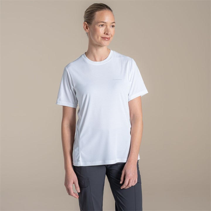 Craghoppers Women's White Nosilife Solar Shield+ Short-Sleeved T-Shirt in Size 8, Sports Direct