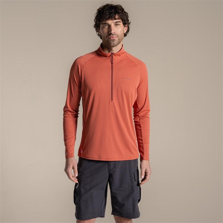 Craghoppers Men's Dark Sahara Nosilife Solar Shield+ Quick-Drying Half Zip Top in Size L, Sports Direct