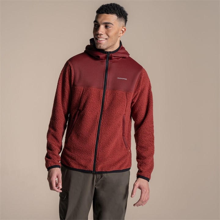 Craghoppers Men's Burnt Maroon Telesto Insulated Hooded Fleece Jacket in Size XS, Sports Direct