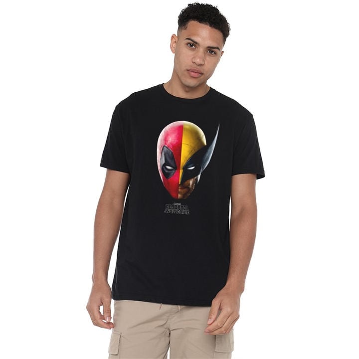 Marvel  Black Deadpool Wolverine Portrait in Size X-LARGE, Sports Direct