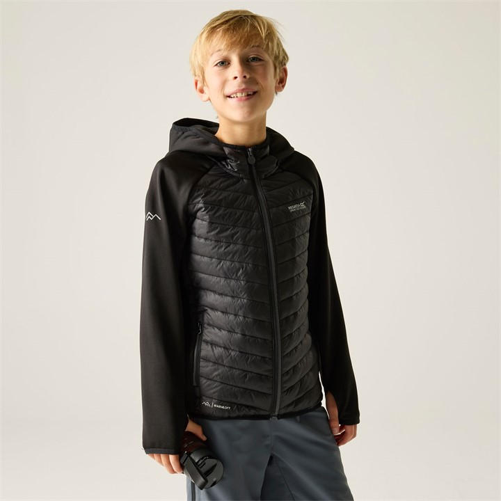 Regatta  Kids Black Kids Andreson Hybrid Water-Repellent Jacket in Size 13 Years, Sports Direct