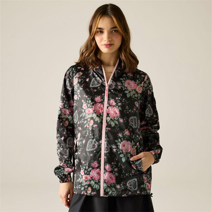 Regatta Women's Black Hackney Rose Cath Kidston Waterproof Pack It Jacket in Size 8, Sports Direct