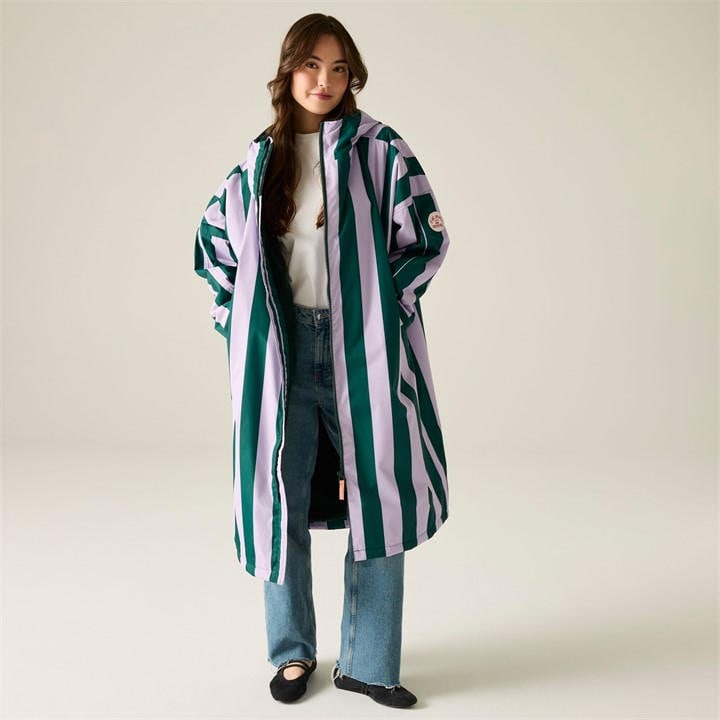 Regatta Women's Lilac & Green Candy Stripe Cath Kidston Hydrafort Changing Robe in Size 14, Sports Direct