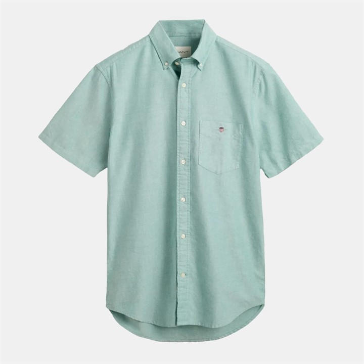 Gant Men' Green Regular-Fit Classic Short Sleeves Oxford Shirt in Size S, Sports Direct