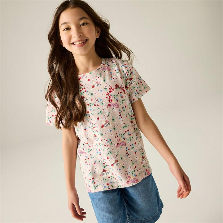 Regatta Girls Pink Puppy Floral Kids Cath Kidston Crew Neck T-Shirt in Size 7 - 8 Years, Sports Direct