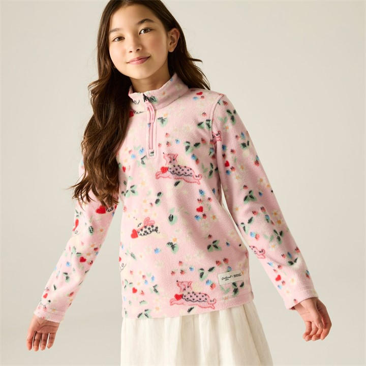 Regatta Girls Pink Puppy Floral Kids Cath Kidston Half Zip Fleece in Size 5 - 6 Years, Sports Direct