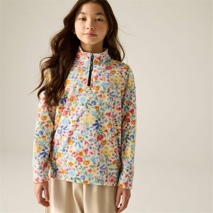 Regatta Girls Cream Harmony Ditsy Kids Cath Kidston Half Zip Fleece in Size 3 - 4 Years, Sports Direct