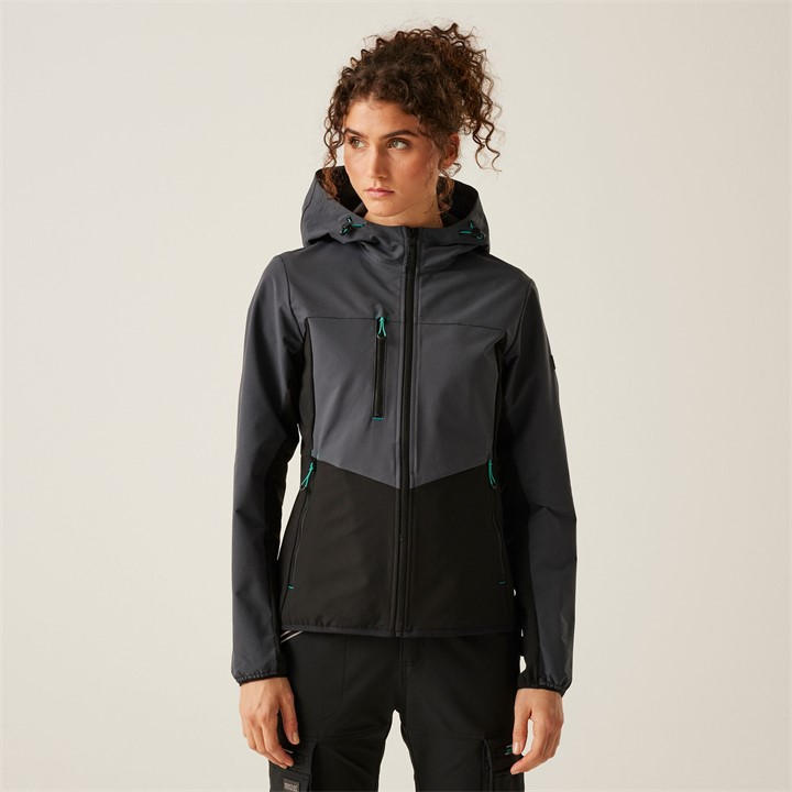 Regatta Women's Black Ada Stretch Softshell Jacket in Size 12, Sports Direct