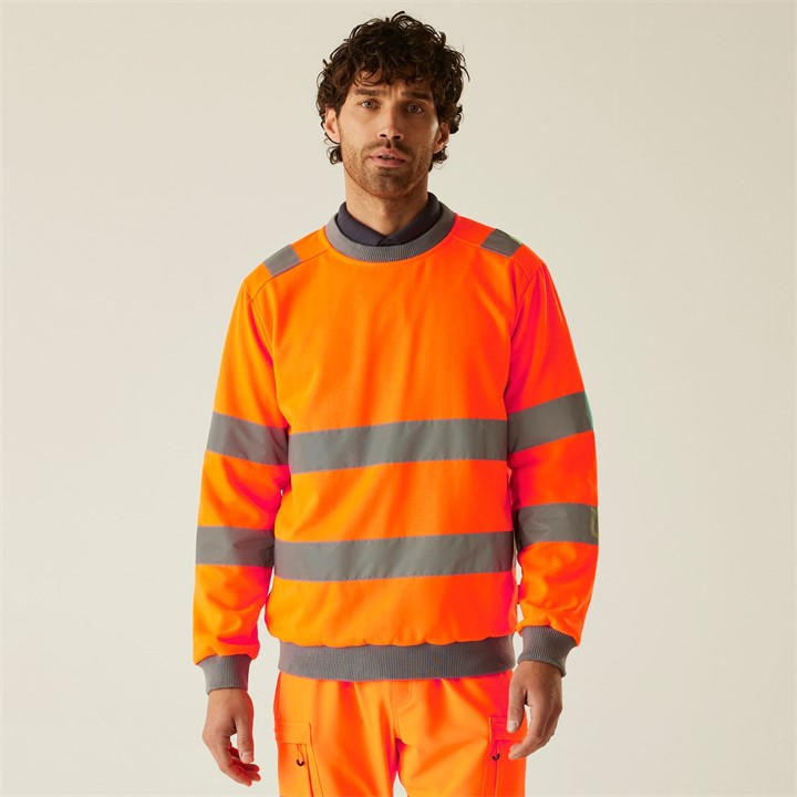 Regatta Men's Orange Hi-Vis Pro Contract Crew Neck Sweatshirt in Size 4XL, Sports Direct
