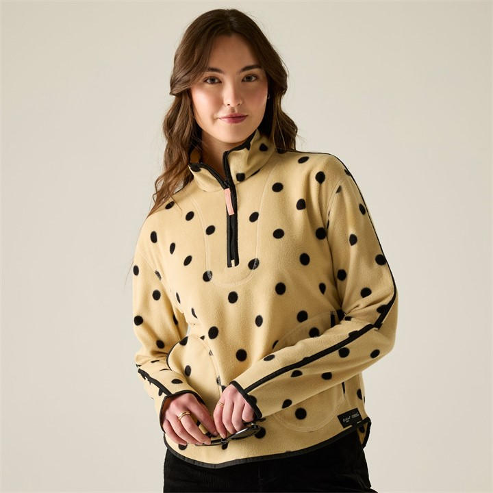 Regatta Girls Cream Spot Print Womens Cath Kidston Printed Half Zip Fleece in Size 10, Sports Direct